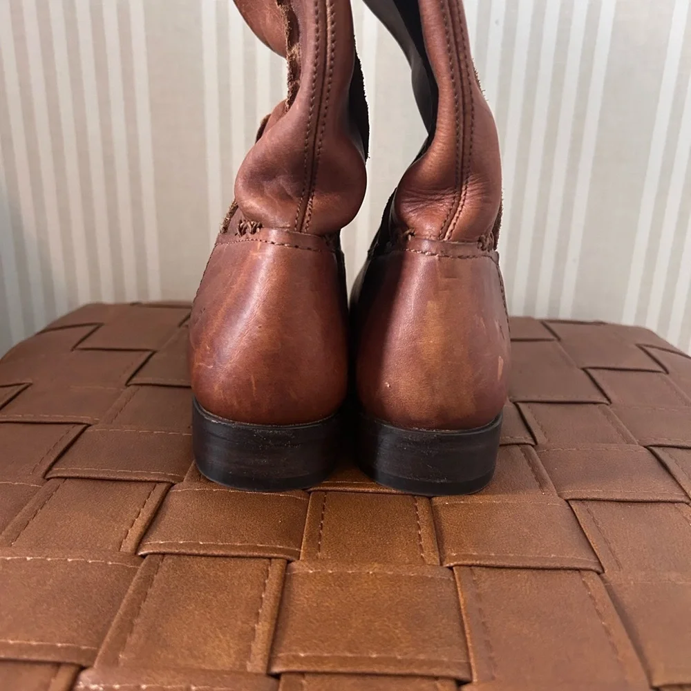 Frye Cara Tall Leather Boot Cognac Brown Riding Boot Women’s Size 8 Equestrian